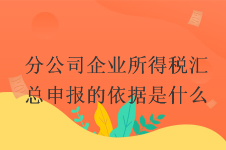 分公司企業(yè)所得稅匯總申報的依據(jù)是什么