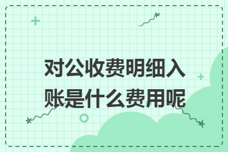 對公收費明細(xì) 入賬是什么費用