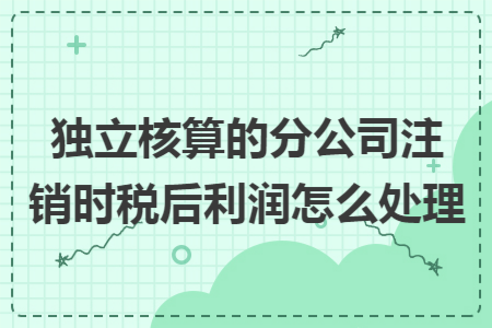 獨立核算的分公司注銷時稅后利潤怎么處理