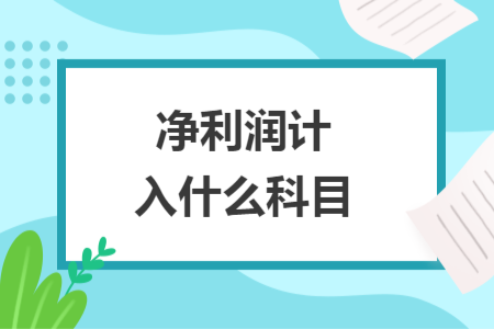 凈利潤計入什么科目