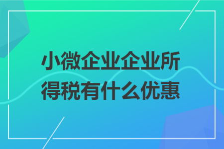 小微企業(yè)企業(yè)所得稅有什么優(yōu)惠