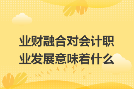 業(yè)財融合對會計職業(yè)發(fā)展意味著什么