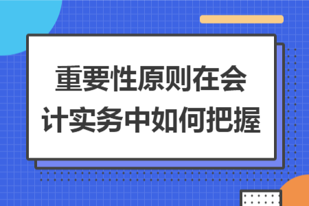 重要性原則在會計實務(wù)中如何把握